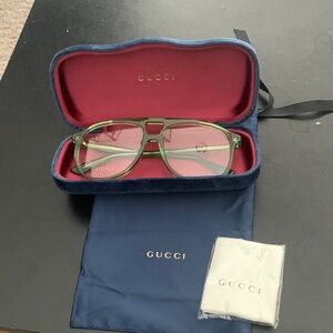 Gucci Green Frame Aviator Glasses